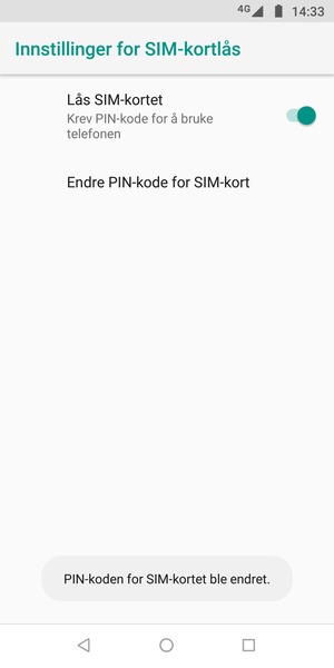 Din PIN-kode for SIM-kort er endret