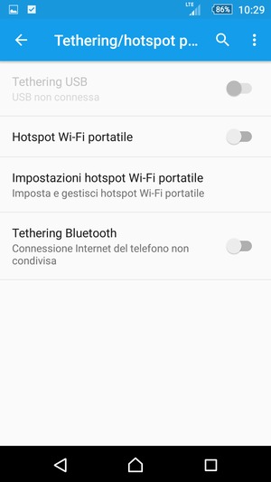 Seleziona Impostazioni hotspot Wi-Fi portatili