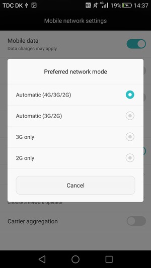 Select 2G only to enable 2G