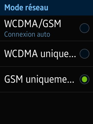 Sélectionnez GSM uniqueme... pour activer la 2G