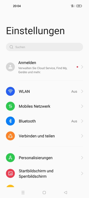 Wählen Sie Mobiles Netzwerk