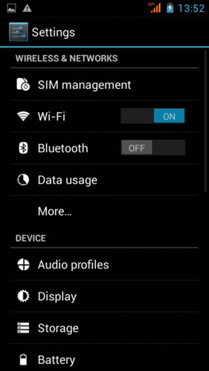 To change network if network problems occur, return to the Settings menu and select More...