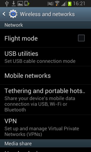 Select Tethering and portable hots..