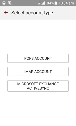 Select POP3 ACCOUNT or IMAP ACCOUNT
