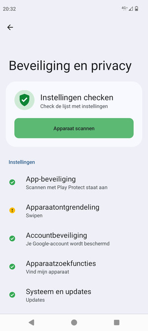 Om uw schermvergrendeling te activeren, ga naar het Beveiliging-menu en selecteer Apparaatontgrendeling