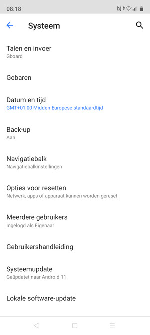 Scroll naar en selecteer Systeemupdate