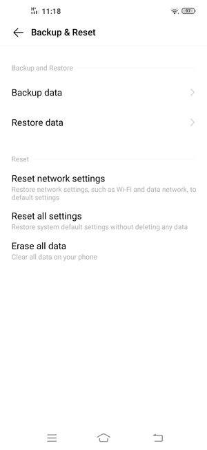 Scroll to and select Backup data