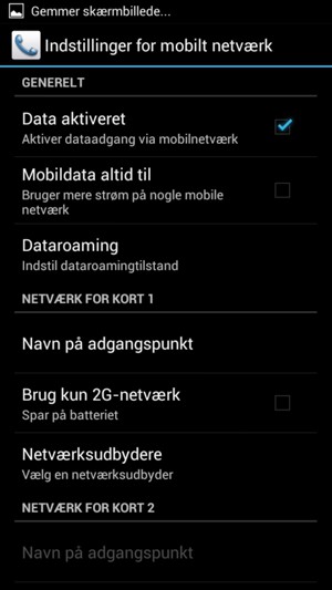 Fjern markeringen i tjekboksen Brug kun 2G netværk for at aktivere 3G
