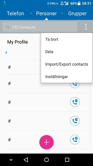 Välj Import/Export contacts