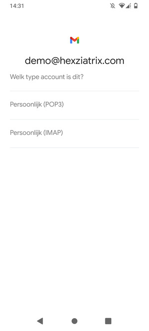 Selecteer Persoonlijk (POP3) of Persoonlijk (IMAP)