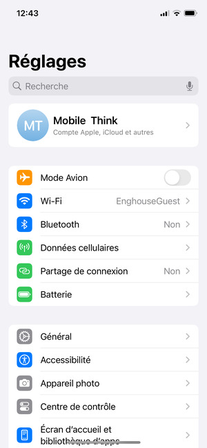 Sélectionnez Compte Apple, iCloud et autres