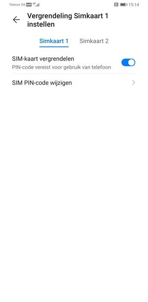 Selecteer Simkaart 1 of Simkaart 2 en selecteer SIM PIN-code wijzigen