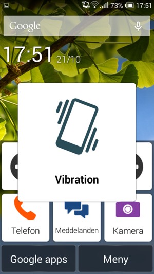 Tryck igen för att aktivera vibrationsläge, detta bekräftas genom att enheten vibrerar