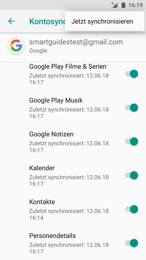 Wählen Sie Jetzt synchronisieren