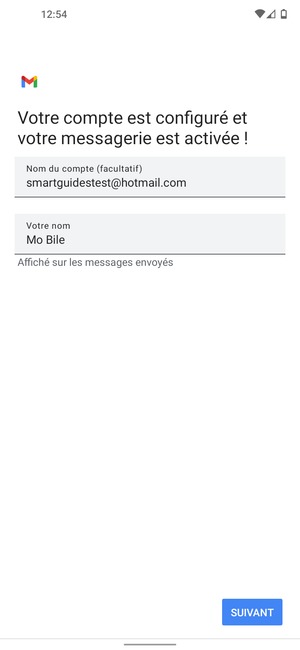 Donnez un nom à votre compte et saisissez votre nom. Sélectionnez SUIVANT
