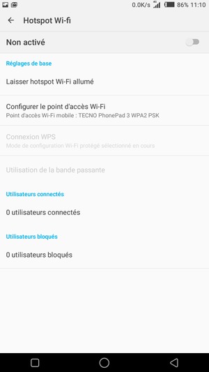 Sélectionnez Configurer le point d'accès Wi-Fi