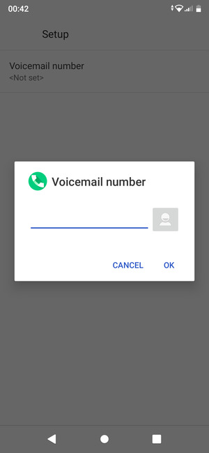 Enter the Voicemail number and select OK