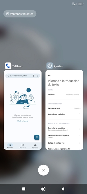 Seleccione el icono Eliminar para cerrar todas las aplicaciones en ejecución