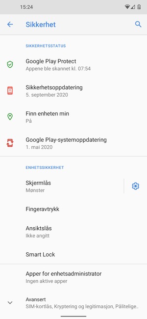 Telefonen din er nå sikret med en skjermlås