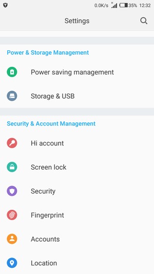 Scroll to and select Power saving management