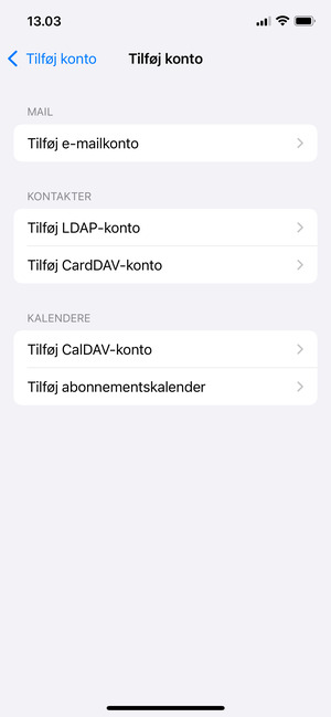 Vælg Tilføj CardDAV-konto