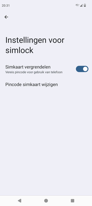 Selecteer Pincode simkaart wijzigen