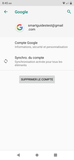 Sélectionnez Synchro. du compte