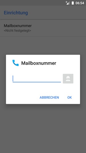 Geben Sie die Mailboxnummer ein und wählen Sie OK