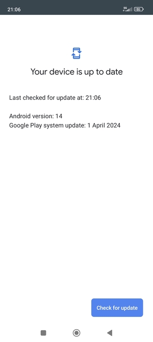 If your phone is up to date, you will see the following screen