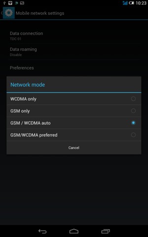 Select GSM only to enable 2G and WCDMA / GSM auto to enable 3G
