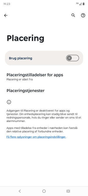 Slå Brug placering fra