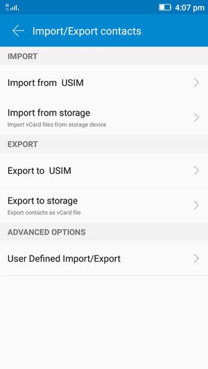 If you see this screen, select Import from USIM