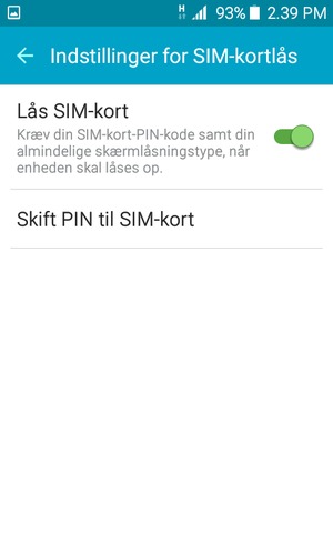 Vælg Skift PIN til SIM-kort