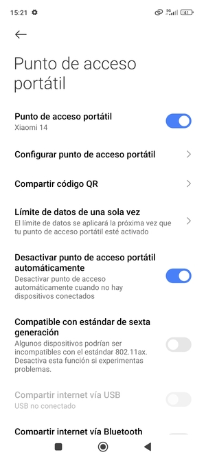 El teléfono ha sido configurado para su uso como módem