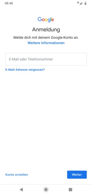 Geben Sie Ihre Gmail Adresse ein und wählen Sie Weiter