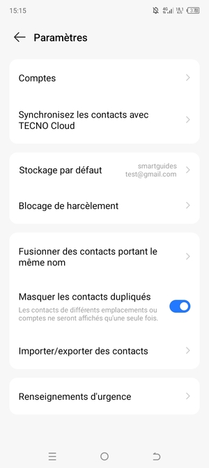 Faites défiler et sélectionnez Importer/exporter des contacts