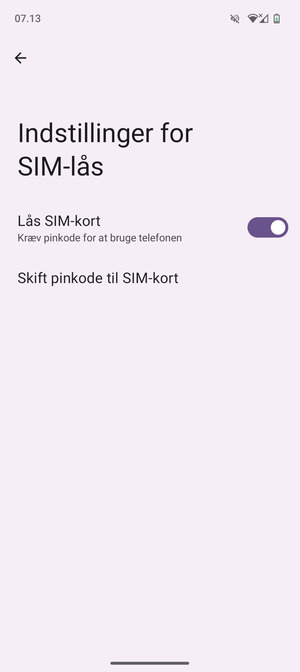 Vælg Skift pinkode til SIM-kort