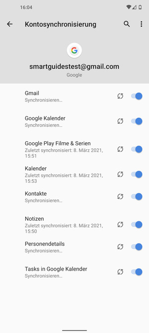 Ihre Kontakte von Google werden nun auf Ihr Handy synchronisiert