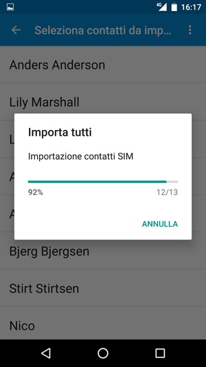 I tuoi contatti verranno salvati sul tuo Nexus