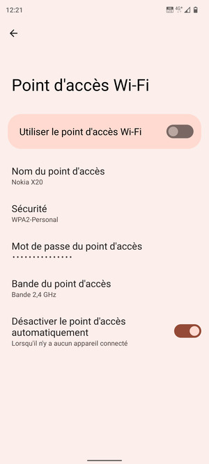 Sélectionnez Mot de passe du point d'accès