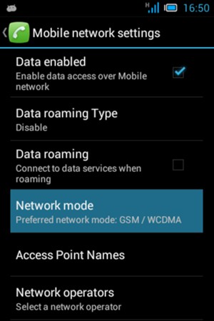 Select  Network mode