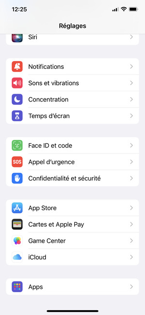 Faites défiler et sélectionnez Apps