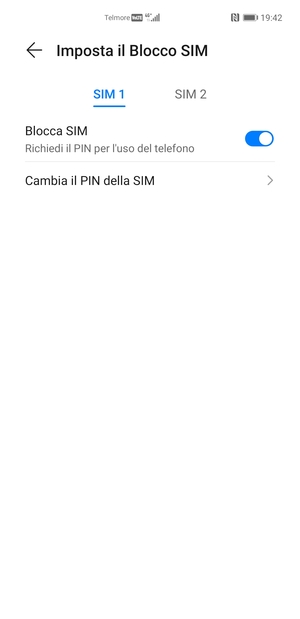 Seleziona SIM 1 o SIM 2 e poi Cambia il PIN della SIM