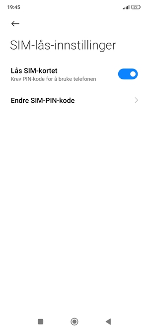 Velg Endre SIM-PIN-kode