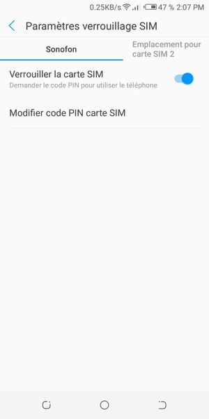 Sélectionnez Public et sélectionnez Modifier code PIN carte SIM