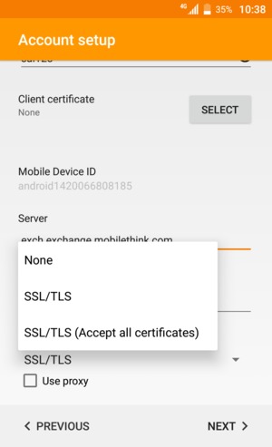 Select SSL/TLS (Accept all certificates) and select NEXT
