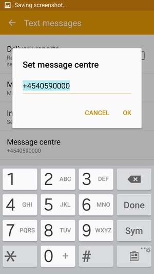 Enter the Message centre number and select OK / SET