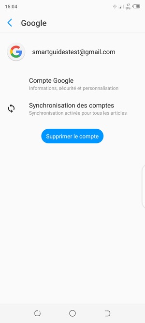 Sélectionnez Synchronisation des comptes