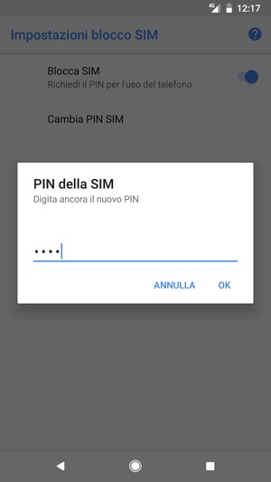 Conferma il nuovo Nuovo PIN della SIM e seleziona OK