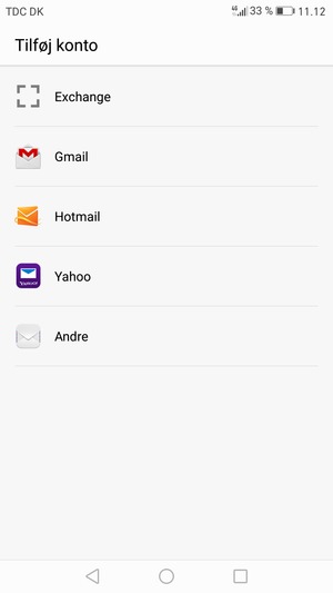 Vælg Gmail eller Hotmail